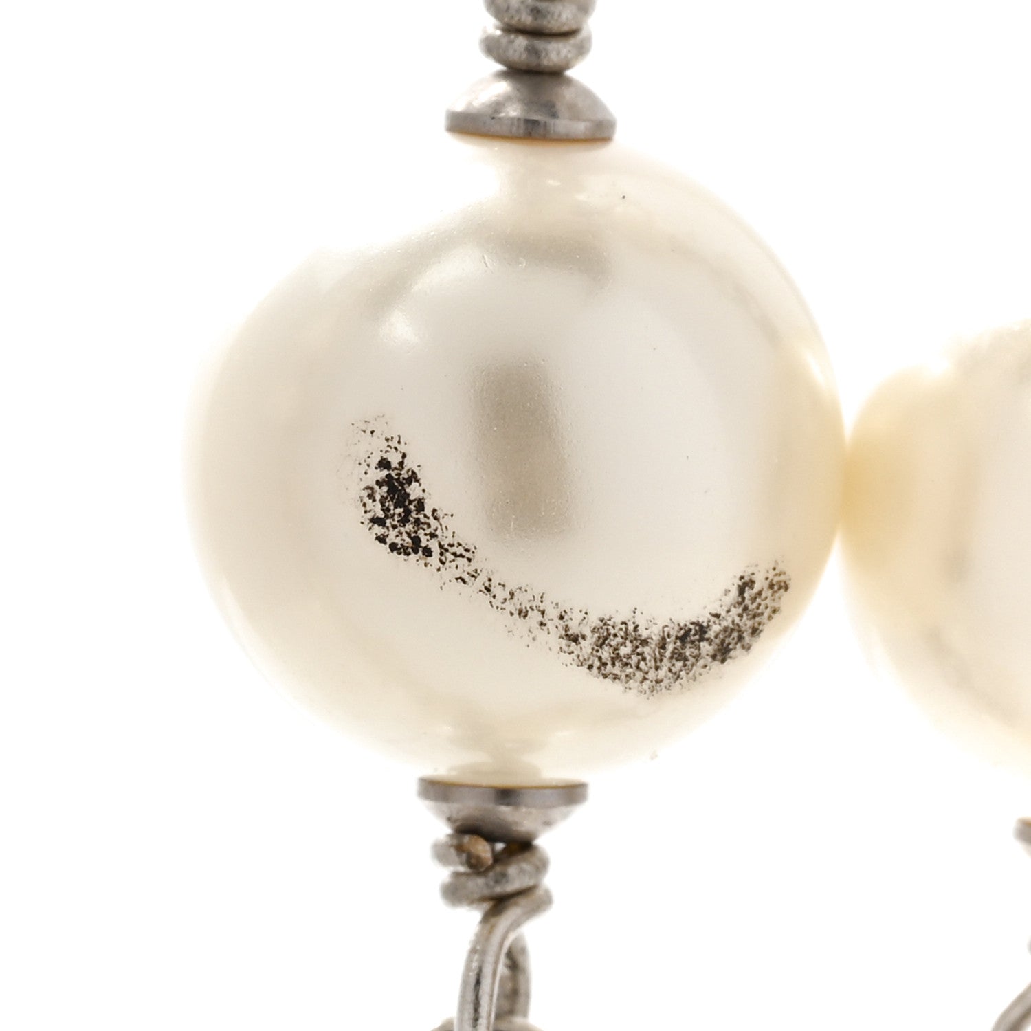 Chanel Graduated Pearl Crystal CC Long Necklace Silver 7 of 8
