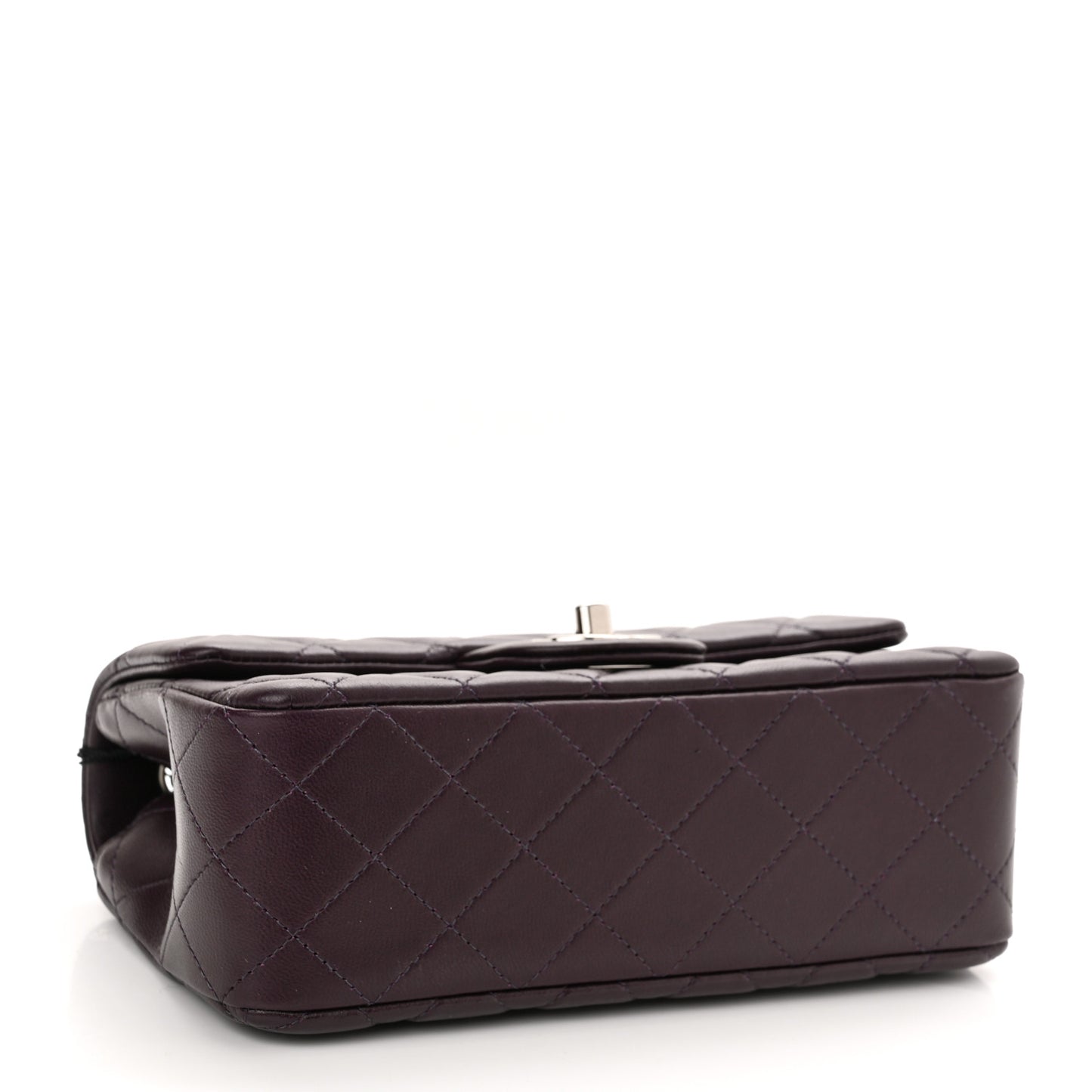 Lambskin Quilted Mini Rectangular Flap Dark Purple