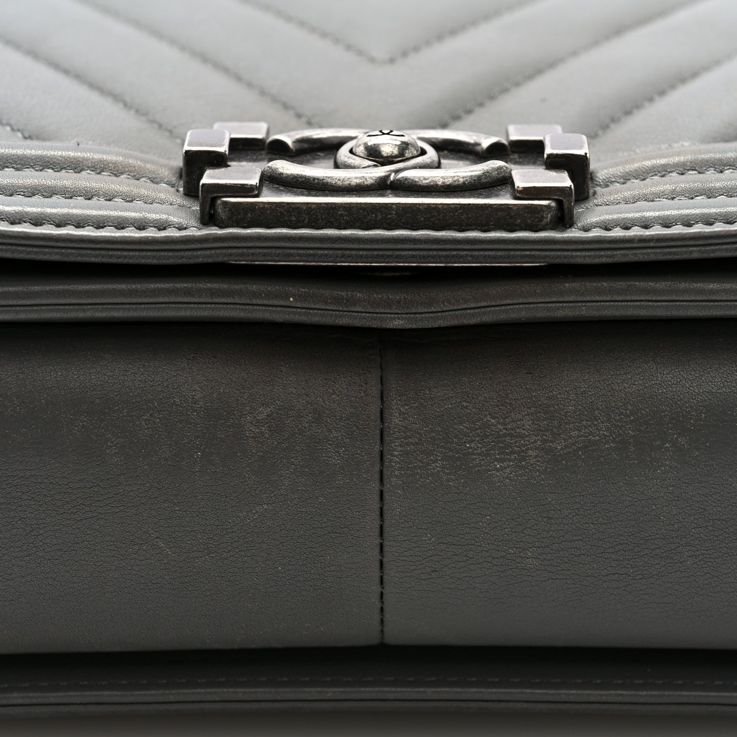 Lambskin Chevron Quilted Medium Boy Flap Grey