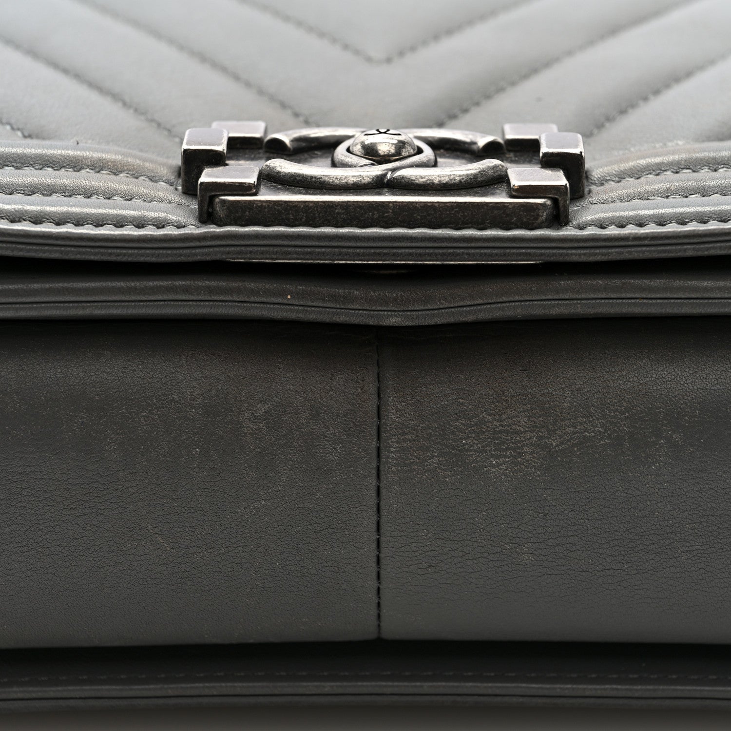 Chanel Lambskin Chevron Quilted Medium Boy Flap Grey 13 of 13