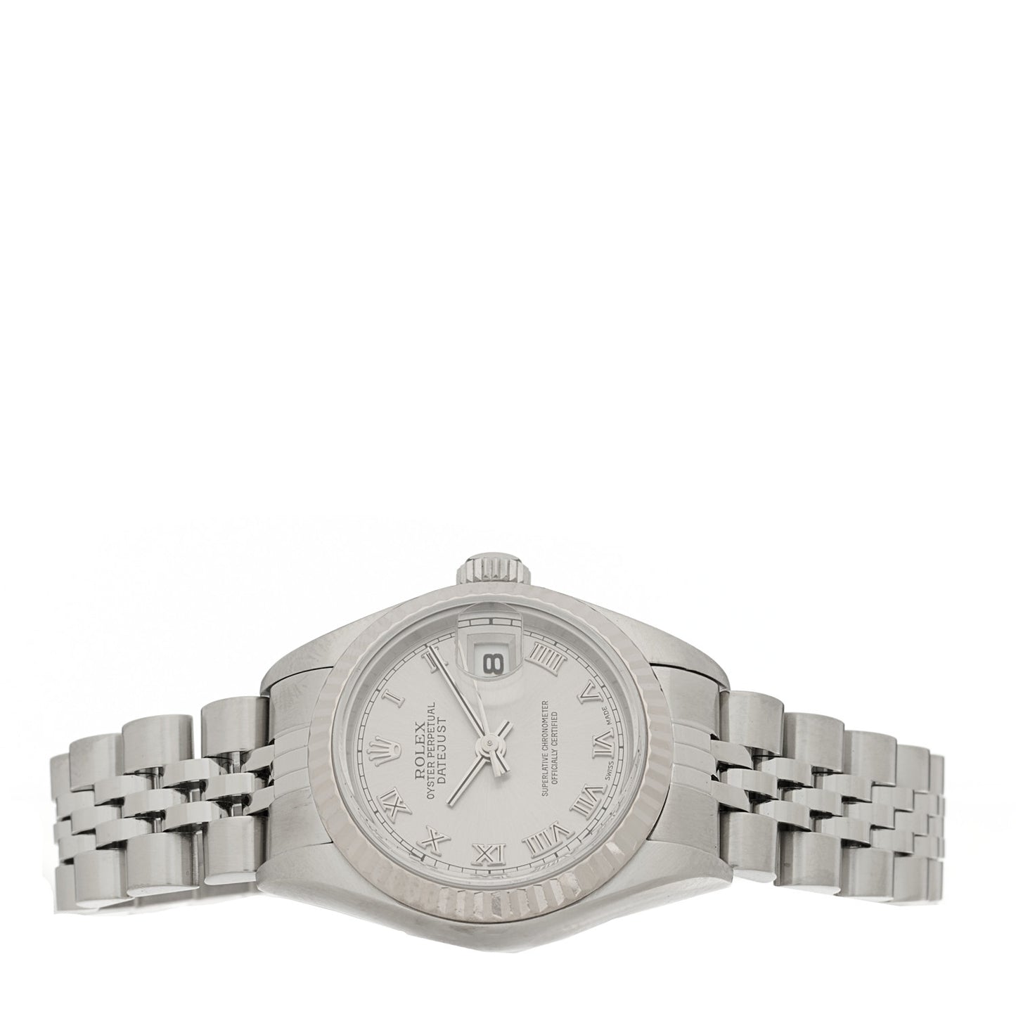 Stainless Steel 18K White Gold 26mm Oyster Perpetual Datejust Watch Silver Roman 79174