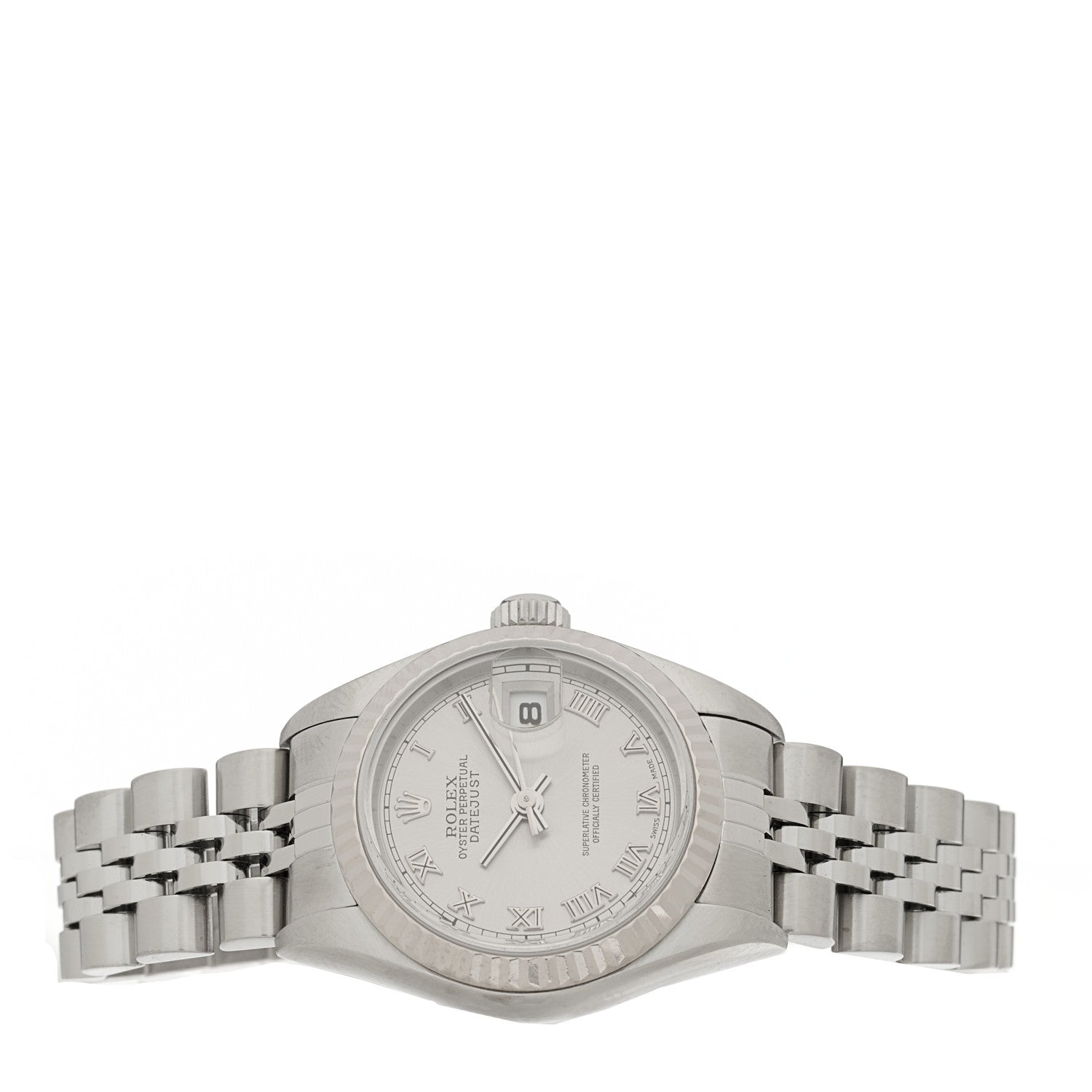 Rolex Stainless Steel 18K White Gold 26mm Oyster Perpetual Datejust Watch Silver Roman 79174 2 of 5