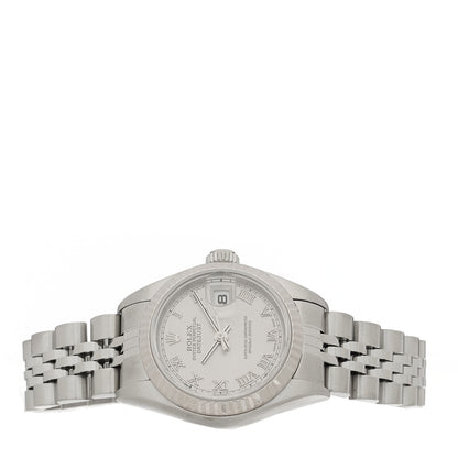 Rolex Stainless Steel 18K White Gold 26mm Oyster Perpetual Datejust Watch Silver Roman 79174 2 of 5