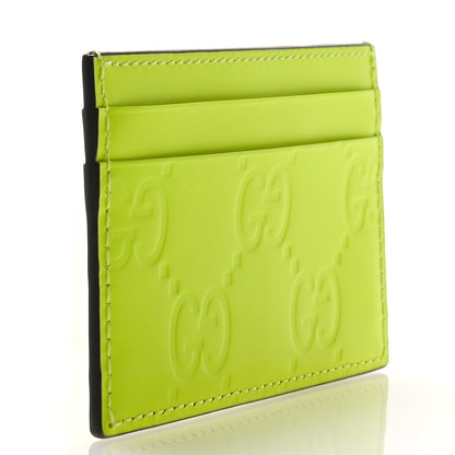Gucci Rubber Effect GG Embossed Card Holder Fluorescent Yellow 3 of 7
