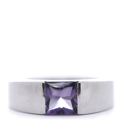 Cartier 18K White Gold Amethyst Tank Ring 49 5 1 of 4