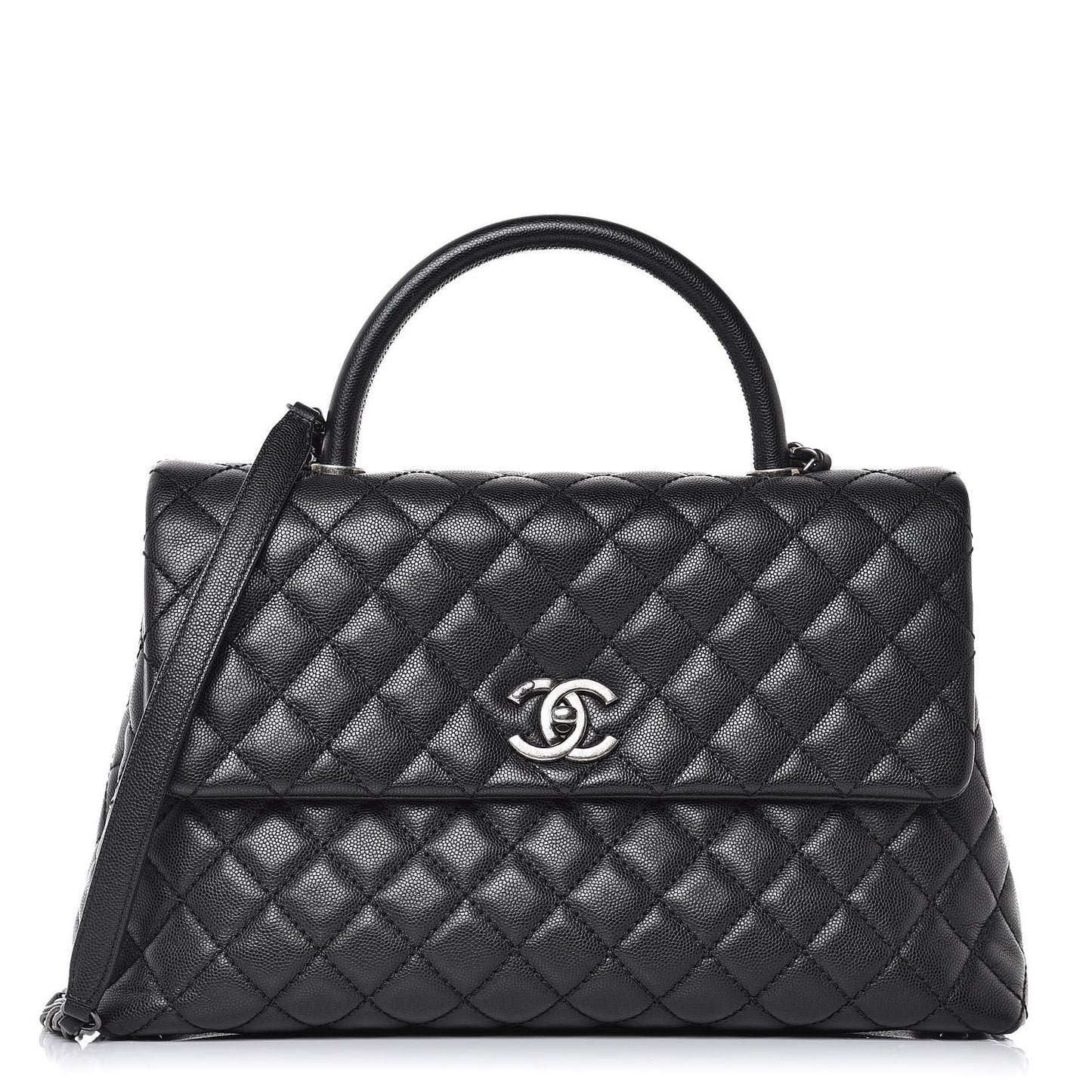 Caviar Quilted Medium Coco Handle Flap Black