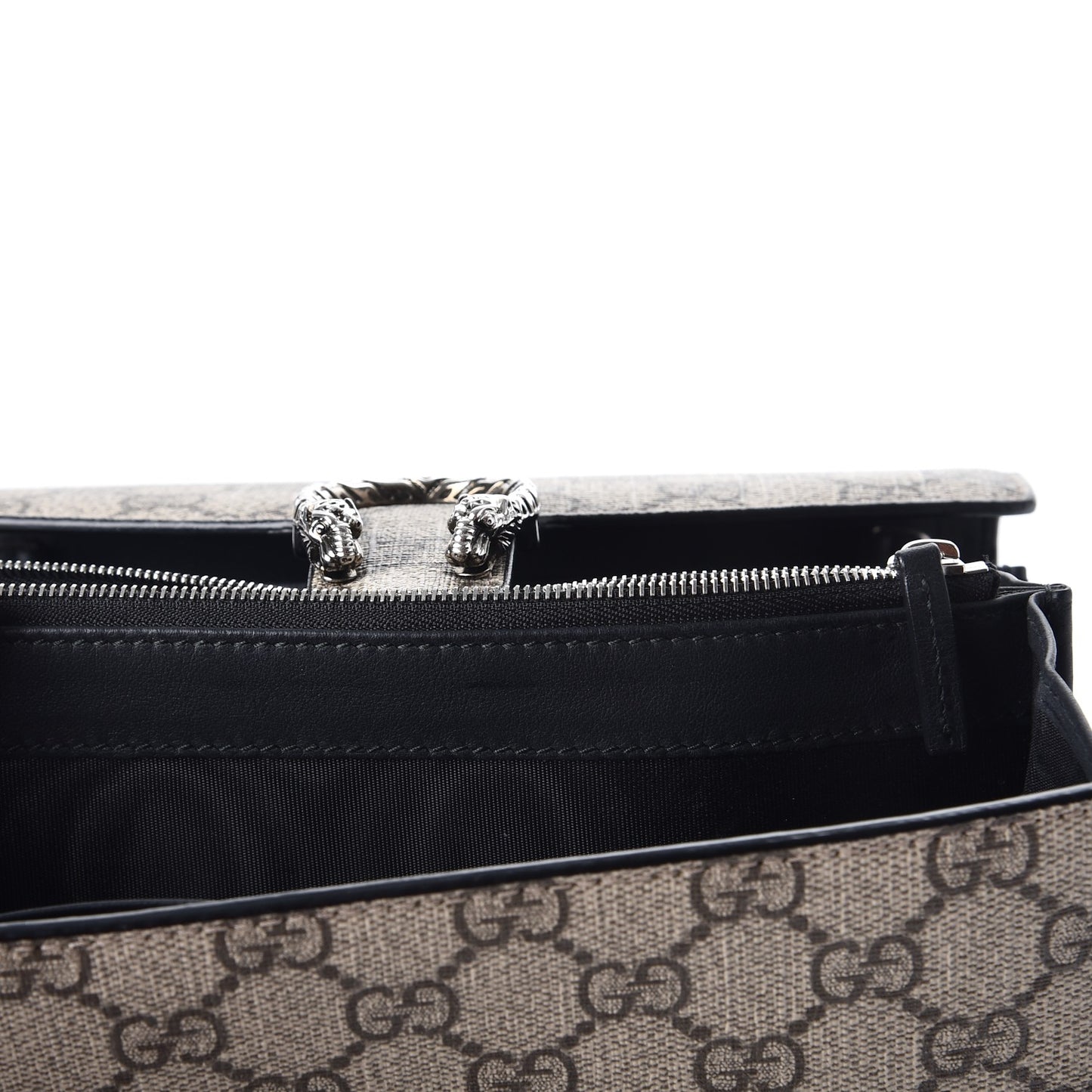GG Supreme Monogram Mini Dionysus Chain Wallet Beige Black