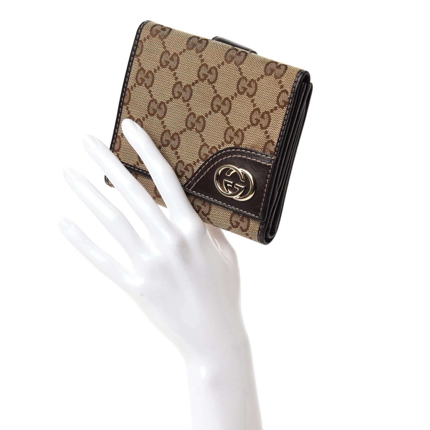 Gucci Monogram New Britt French Wallet Dark Brown 2 of 9
