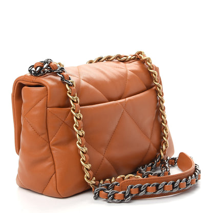 Chanel Lambskin Quilted Medium Chanel 19 Flap Light Brown 2 of 8