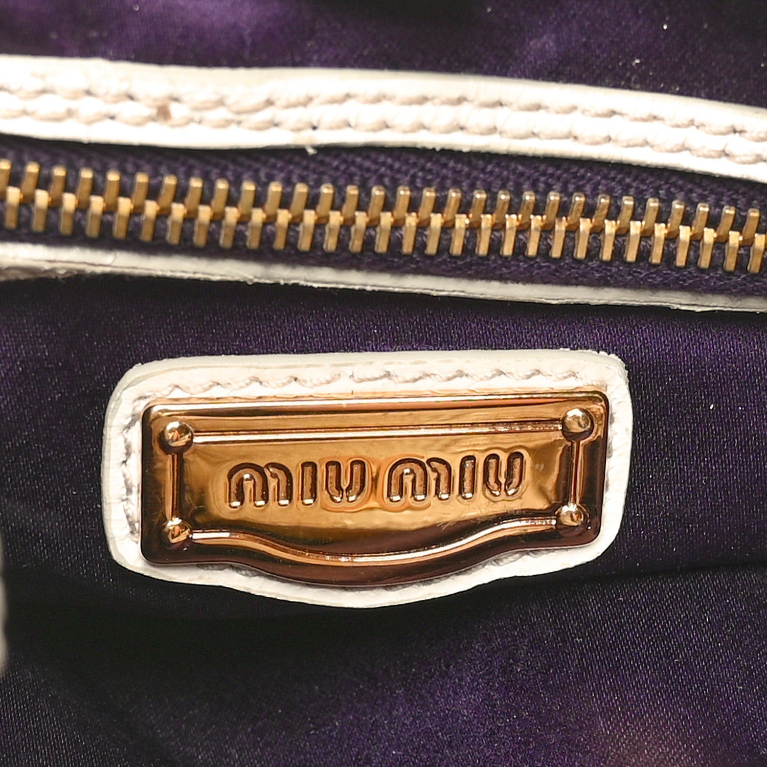 Miu Miu Vitello Lux Gathered Shoulder Bag Talco 6 of 9