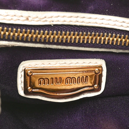 Miu Miu Vitello Lux Gathered Shoulder Bag Talco 6 of 9