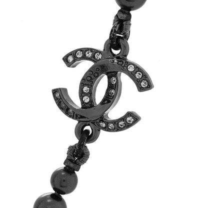 Chanel Ruthenium Beaded Crystal Camellia CC Necklace 5 of 7
