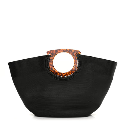 Salvatore Ferragamo Straw Maia Gancini Rascello Tote Black 2 of 10