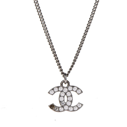 Chanel Crystal Timeless CC Necklace Silver 4 of 5