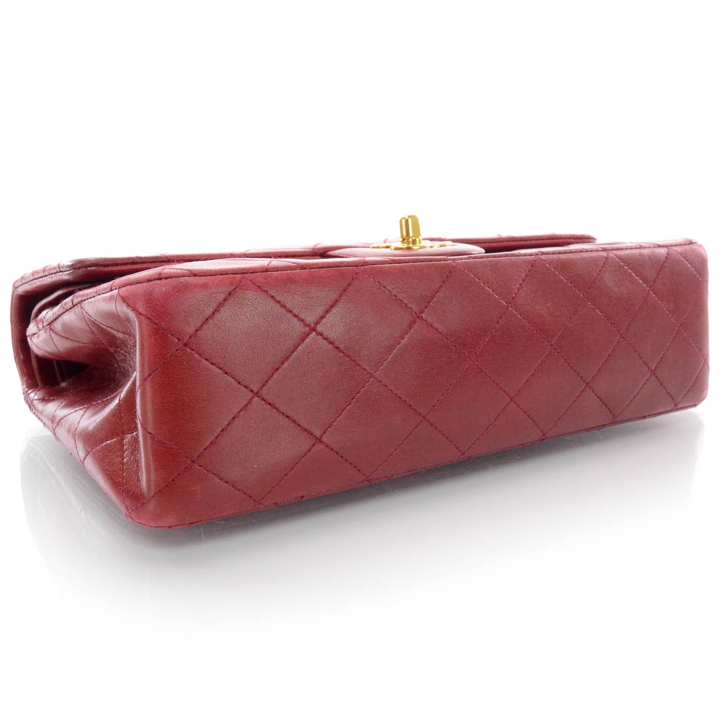 Lambskin Quilted Medium Double Flap Red