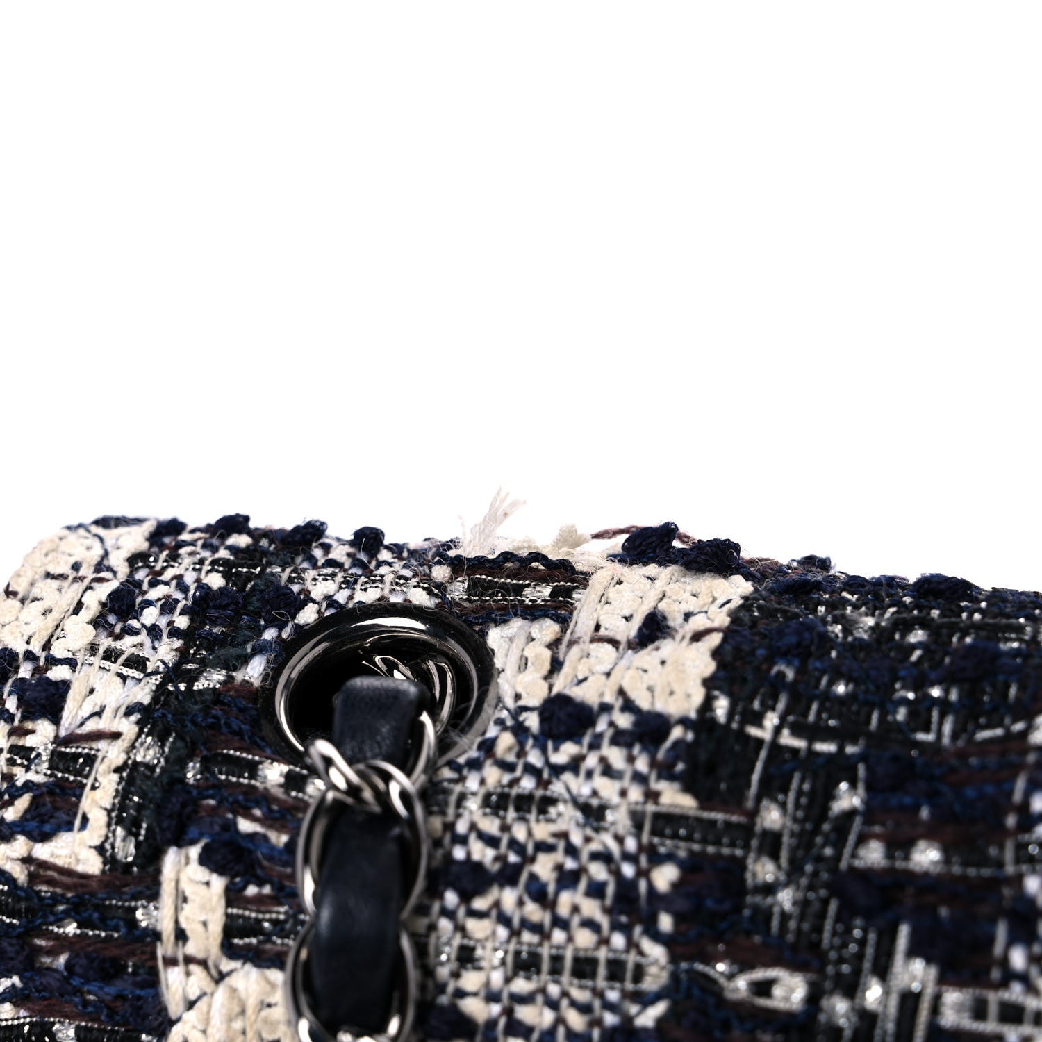 Chanel Tweed Quilted Flap Navy White 19 of 27