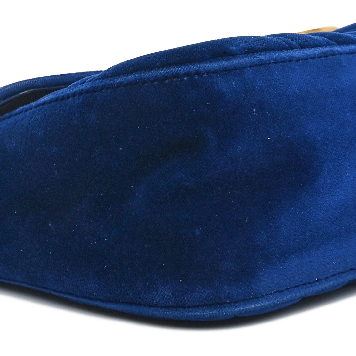Velvet Matelasse Small GG Marmont Shoulder Bag Cobalt Blue