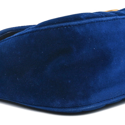 Gucci Velvet Matelasse Small GG Marmont Shoulder Bag Cobalt Blue 9 of 10