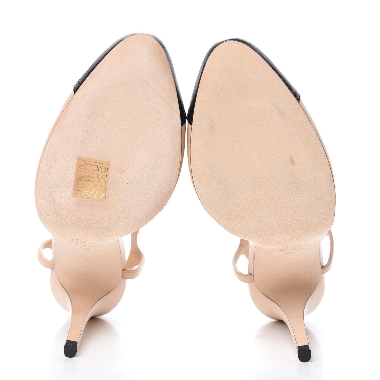 Chanel Lambskin Cap Toe CC Slingback Pumps 40 Beige Black 5 of 9
