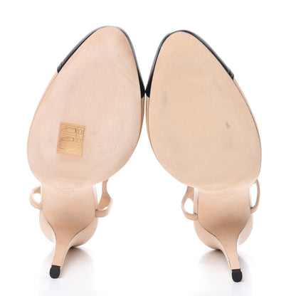 Chanel Lambskin Cap Toe CC Slingback Pumps 40 Beige Black 5 of 9