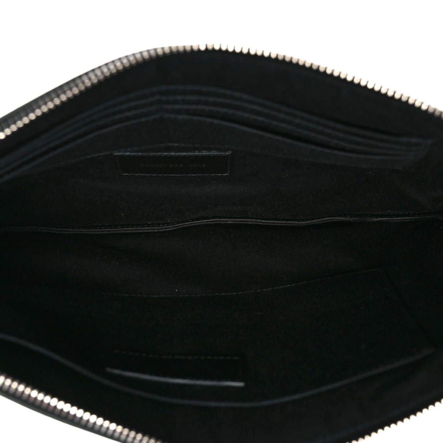 Calfskin Studded Letters Zipped Clutch Black