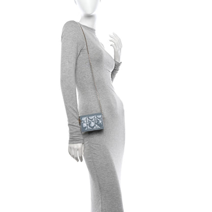 Christian Dior Patent Cannage Nano Lady Dior Chain Card Holder Cloud Blue 3 of 14