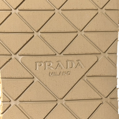Prada Raffia Metal Triangle Logo Woven Flatform 35mm Slide Sandals 40 Naturale 9 of 9