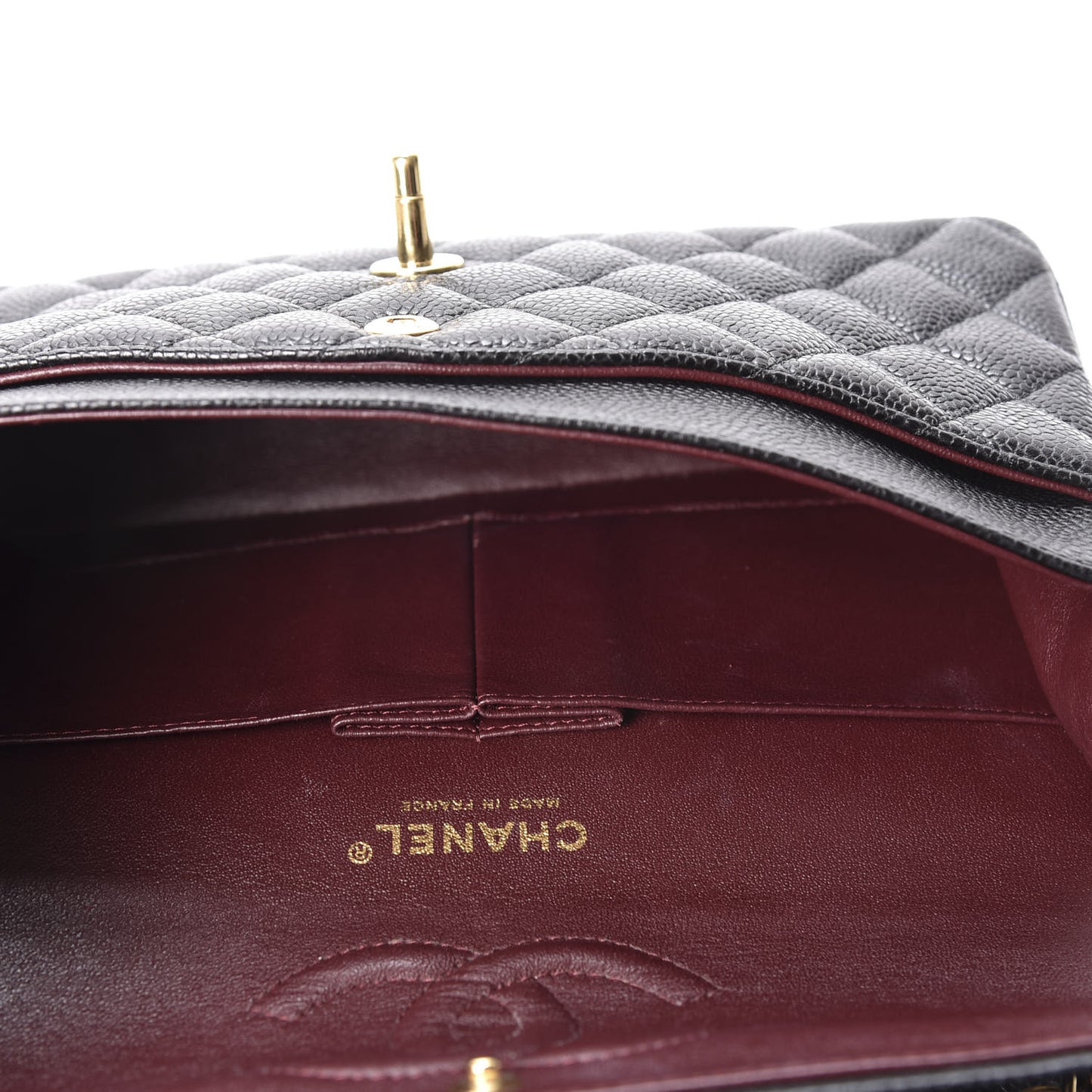 Caviar Quilted Medium Double Flap Black