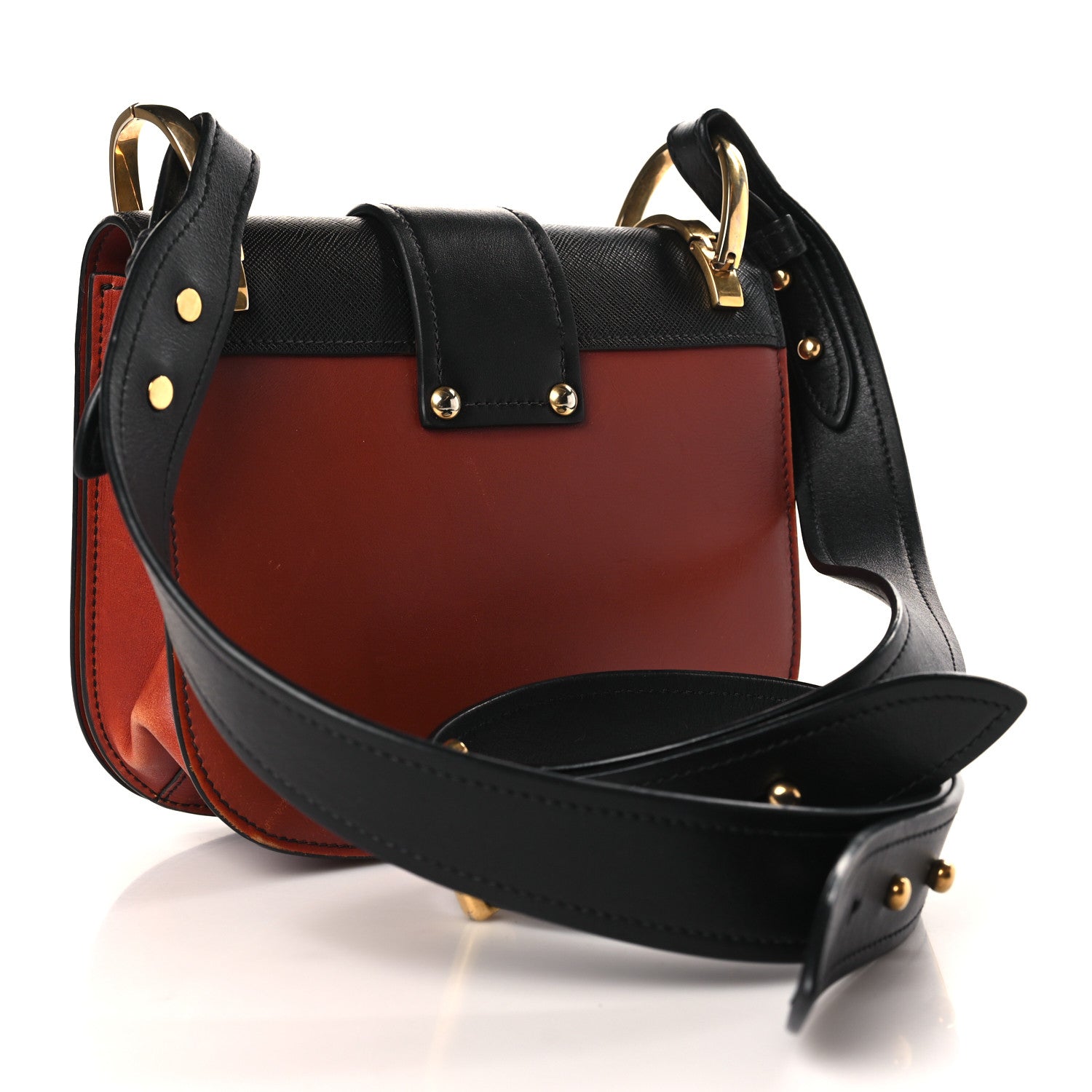 Prada City Calf Saffiano Cahier Crossbody Bag Cotto Black 3 of 9