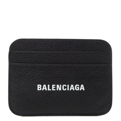 Balenciaga Grained Calfskin Logo Cash Rounded Card Holder Black White 1 of 8