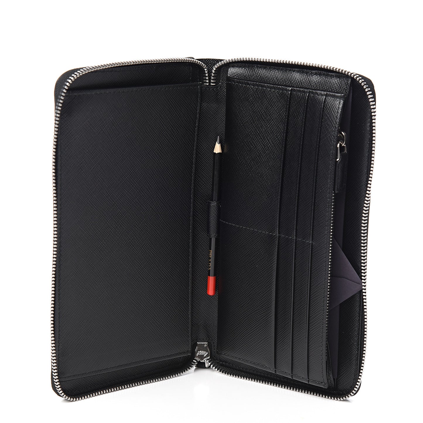 Saffiano Large Zip Around Travel Wallet Black