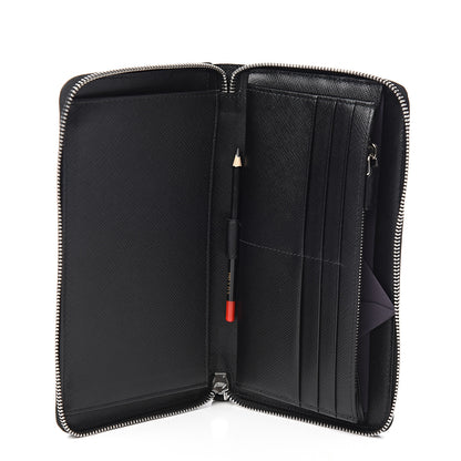 Prada Saffiano Large Zip Around Travel Wallet Black 4 of 7