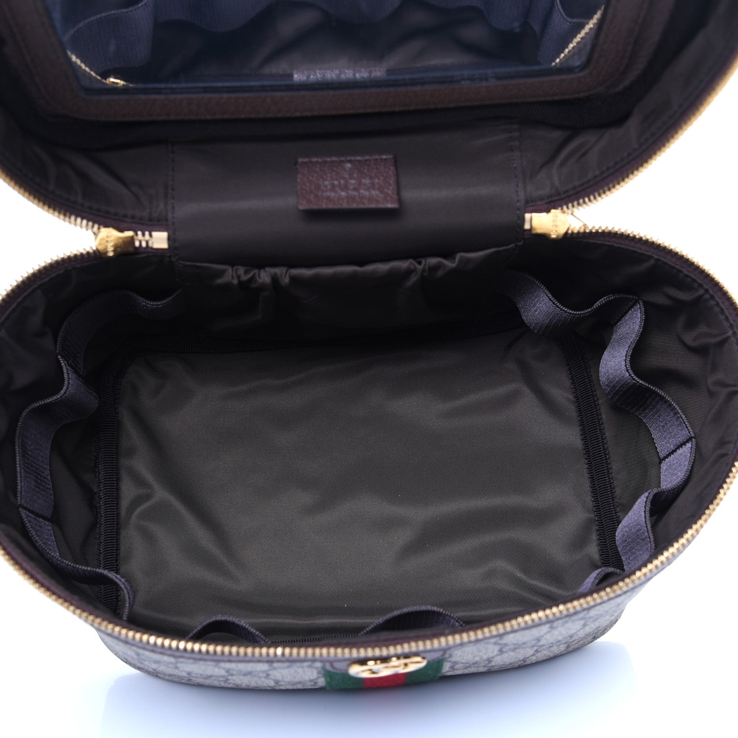 Gucci GG Supreme Monogram Textured Calfskin Web Small Ophidia Vanity Cosmetic Case Beige Ebony New Acero 1 of 14