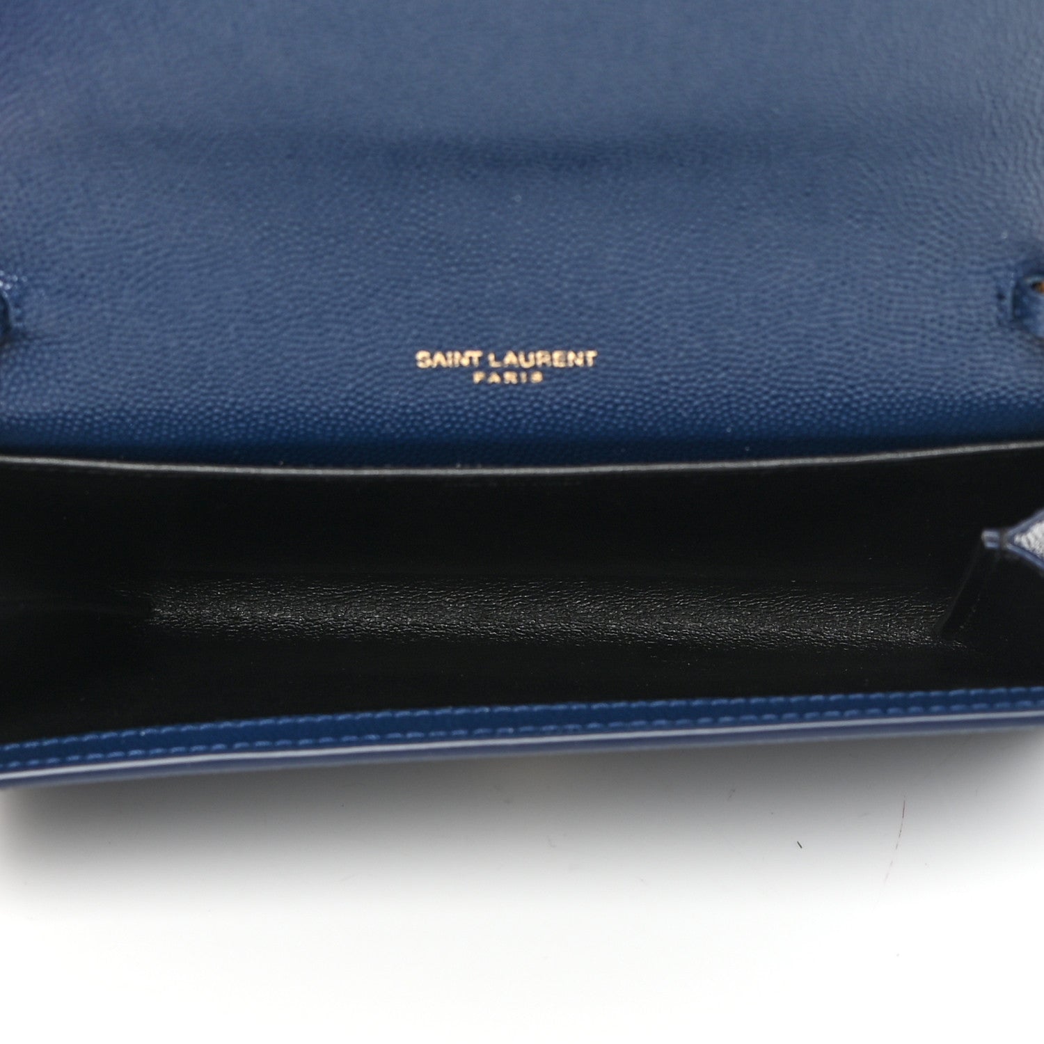 Saint Laurent Grain De Poudre Monogram Uptown Chain Wallet Blue Charron 7 of 13