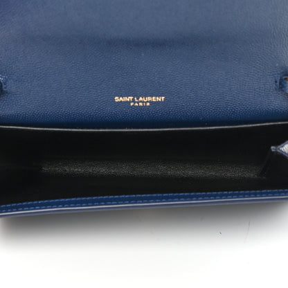 Saint Laurent Grain De Poudre Monogram Uptown Chain Wallet Blue Charron 7 of 13