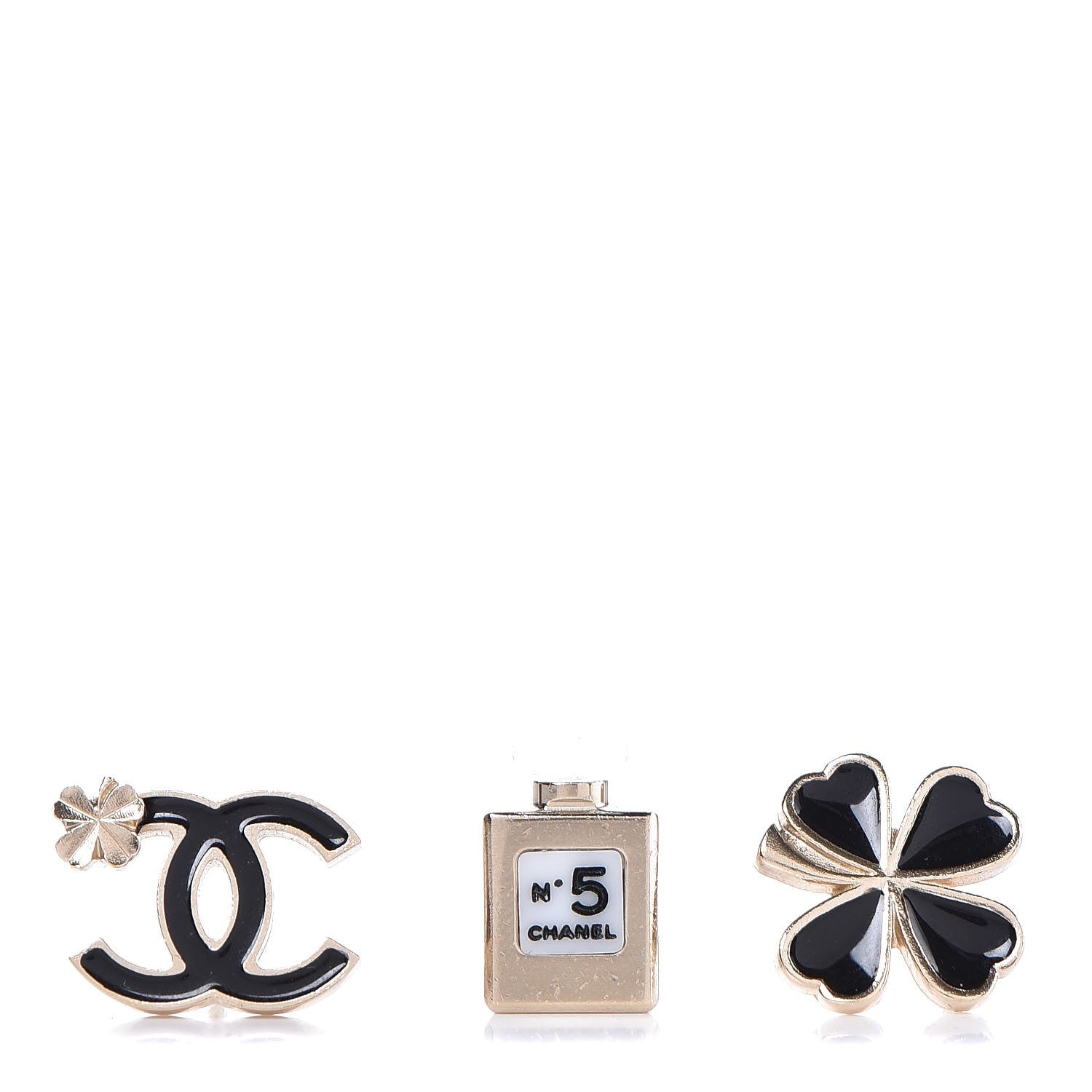 Chanel Metal Lucky No 5 CC Brooch Set Gold 1 of 6