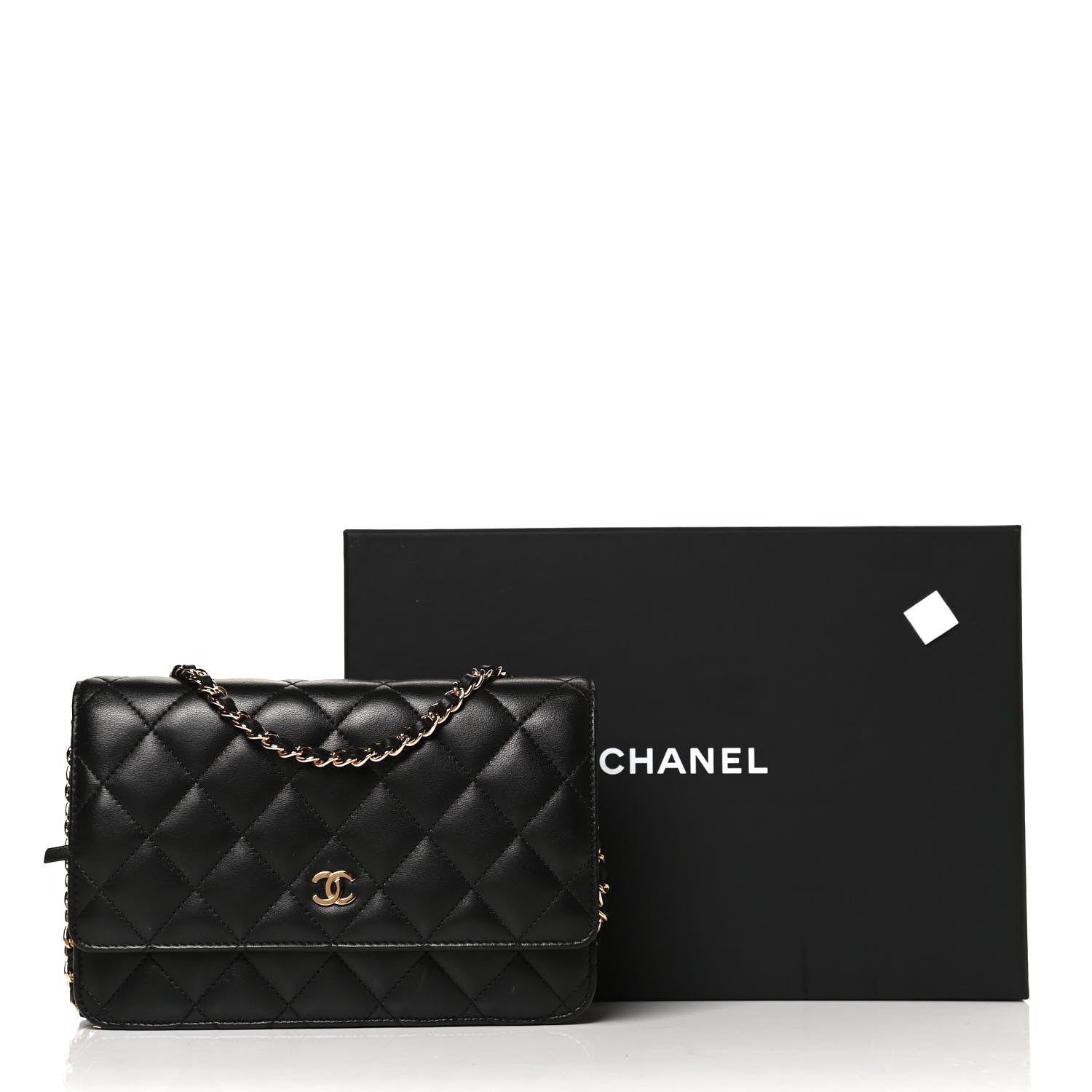 Chanel Lambskin Quilted Wallet On Chain WOC Black 11 of 11