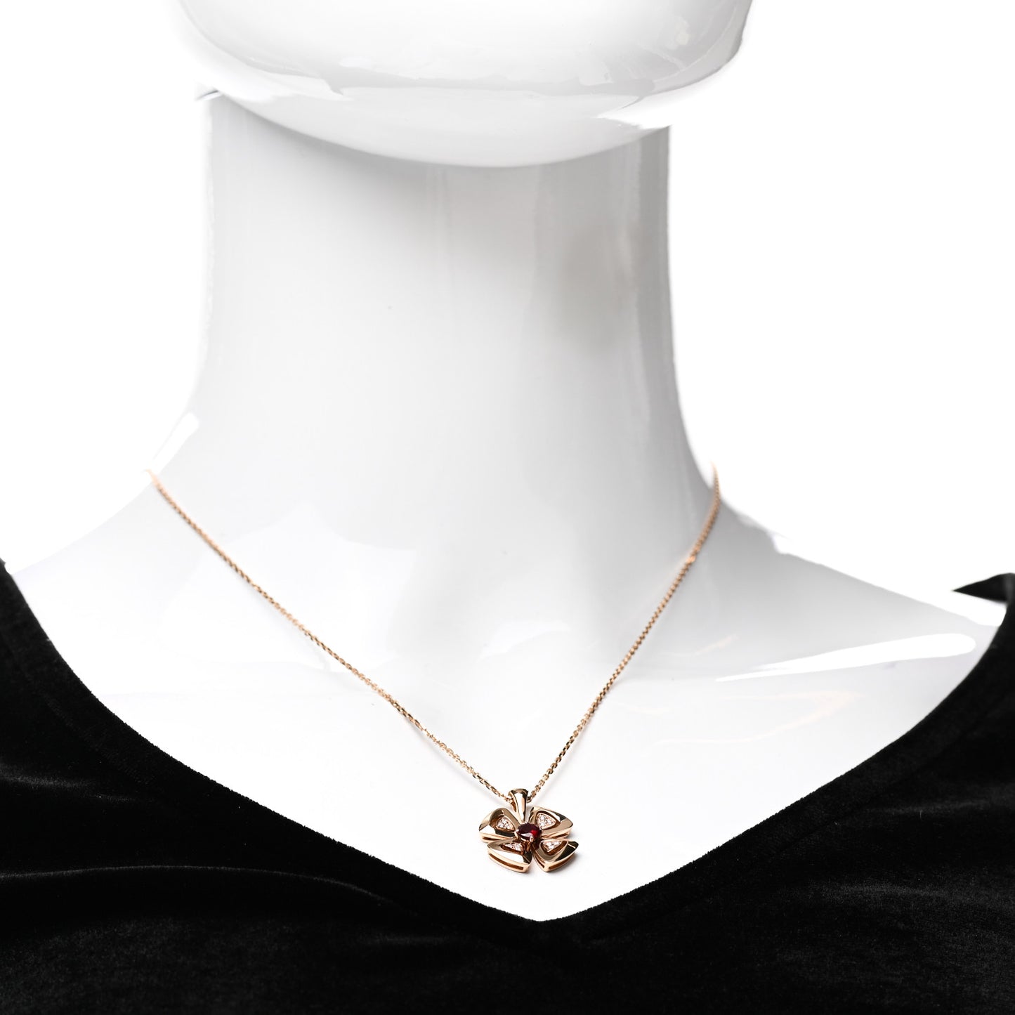 18K Rose Gold Diamond Ruby Fiorever Pendant Necklace