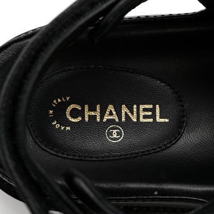 Chanel Grained Calfskin Velcro Dad Sandals 39 Black 6 of 9