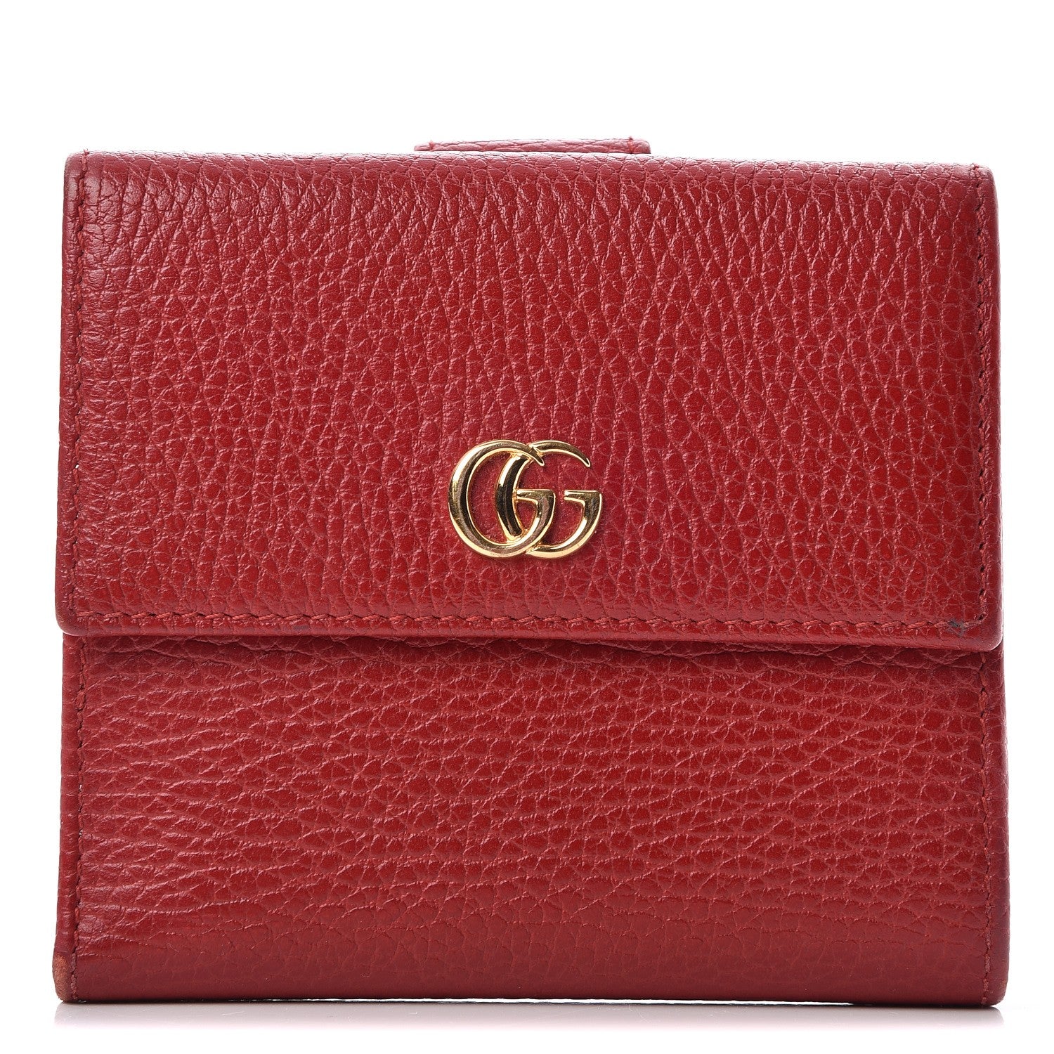 Gucci Dollar Calfskin Double G French Flap Wallet Hibiscus Red 1 of 11