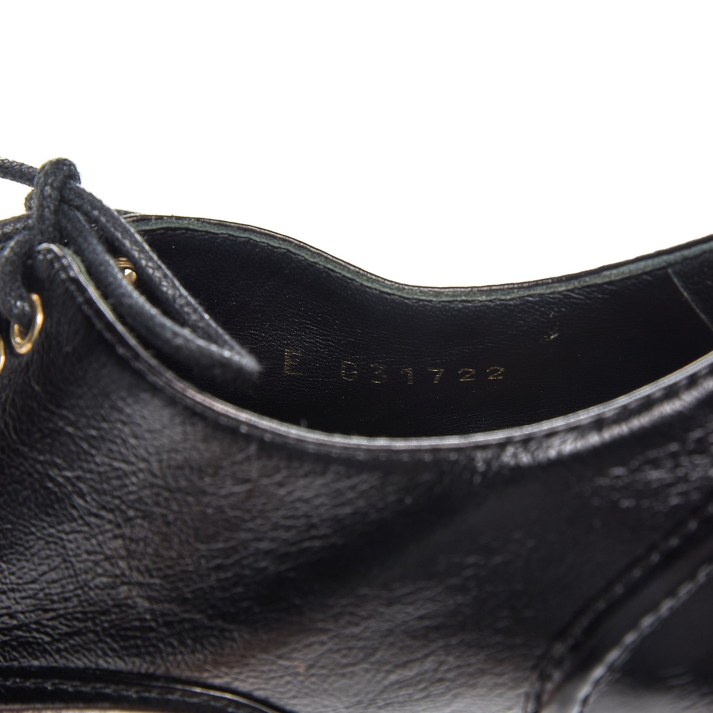 Crumpled Calfskin Lace Up Platform Oxford 35 Black