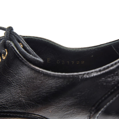 Chanel Crumpled Calfskin Lace Up Platform Oxford 35 Black 8 of 9