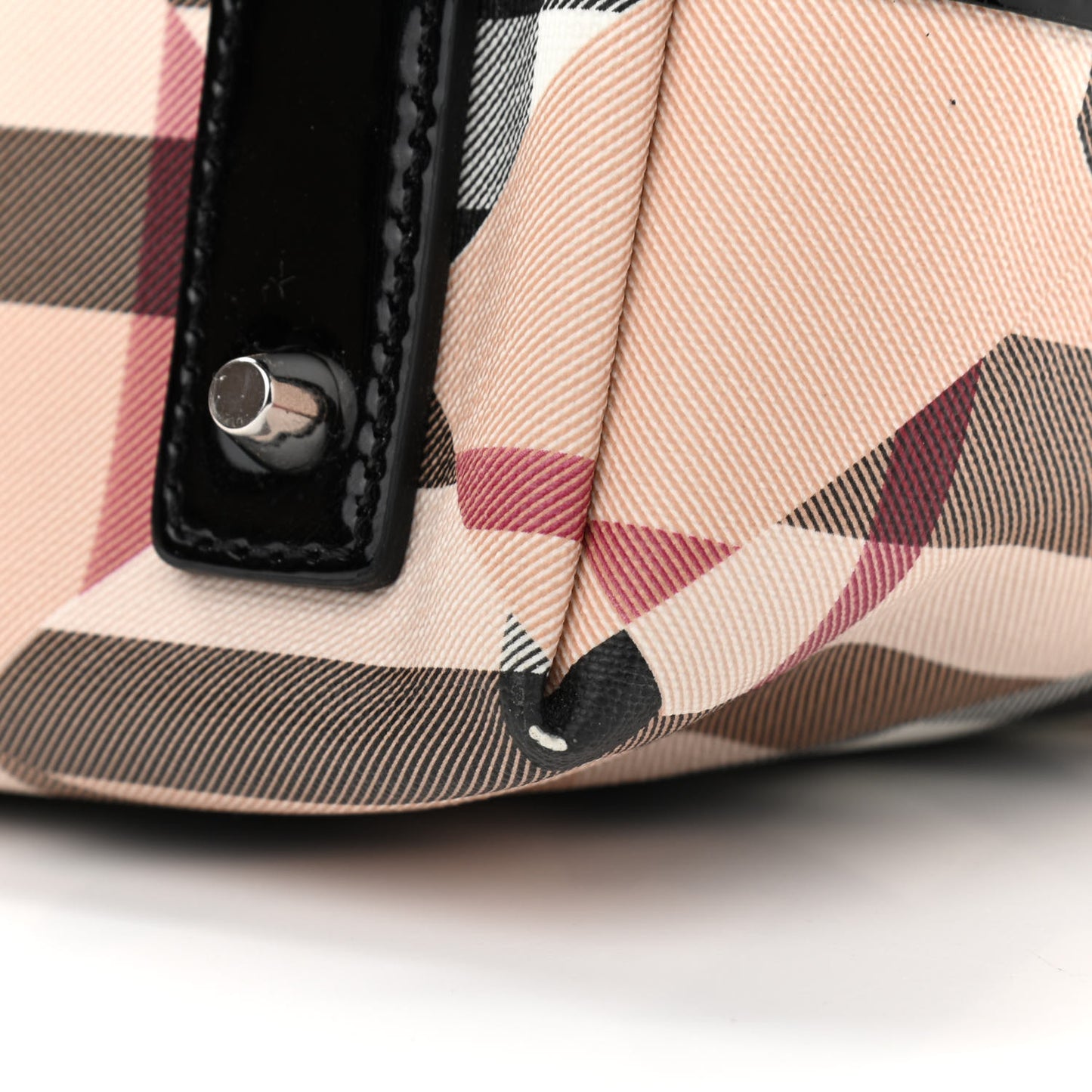Patent Trim Patchwork Check Large Bucket Bag