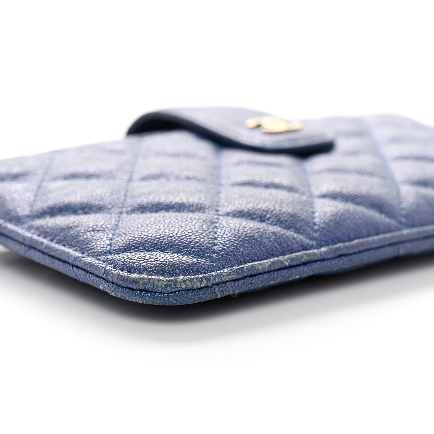 Chanel Iridescent Caviar Quilted Classic Strap Pouch Dark Blue 15 of 16