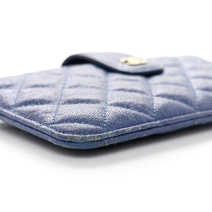 Chanel Iridescent Caviar Quilted Classic Strap Pouch Dark Blue 15 of 16