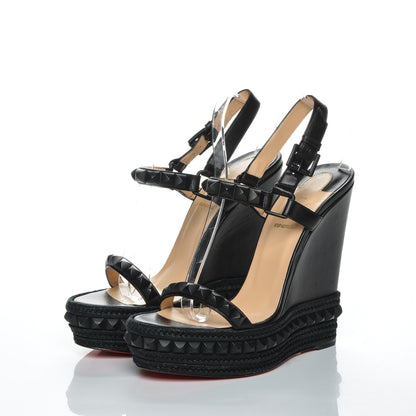 Christian Louboutin Calfskin Rope Cataclou 140 Wedge Sandals 39 Black 10 of 14