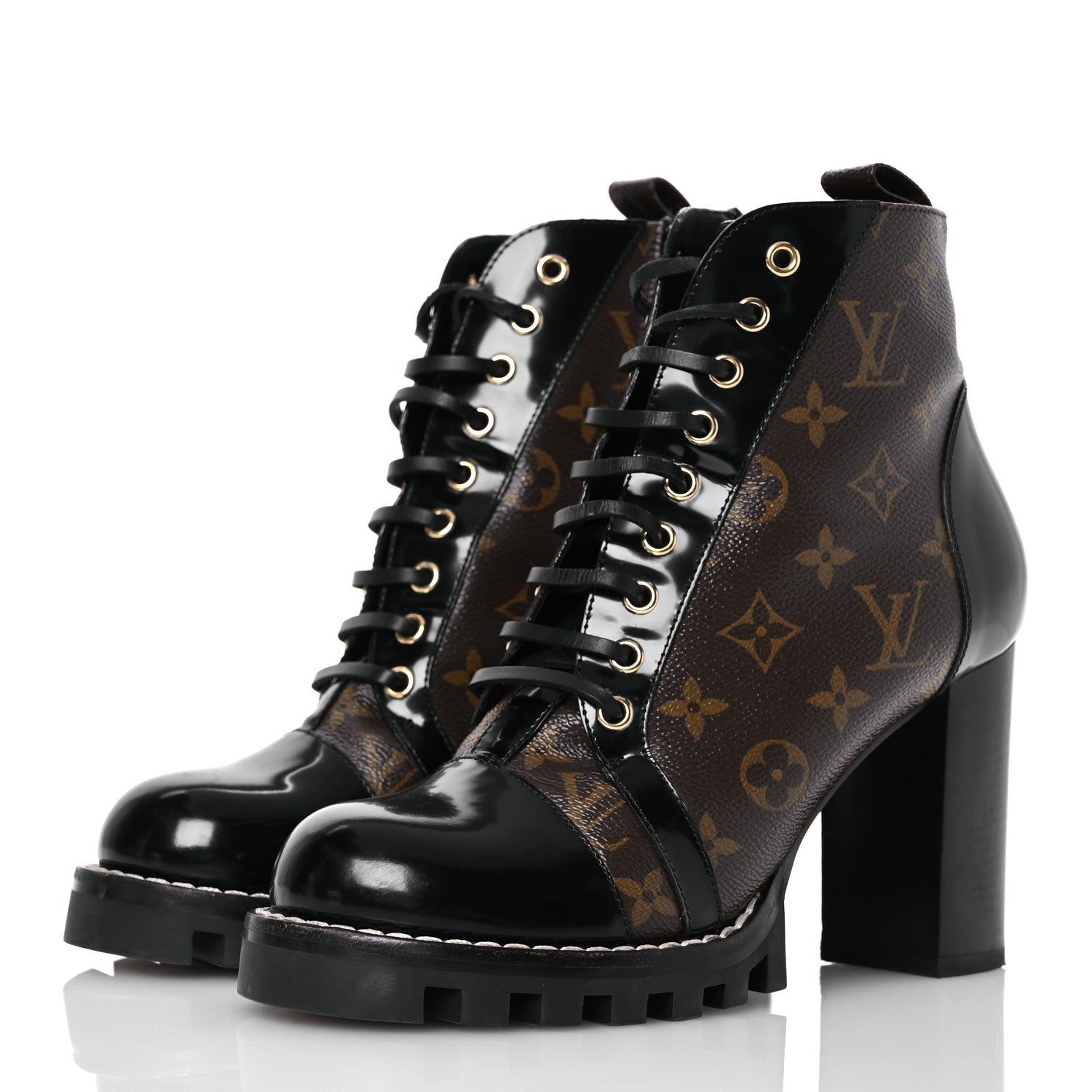 Louis Vuitton Patent Calfskin Monogram Star Trail Ankle Boots 40 Black 3 of 15