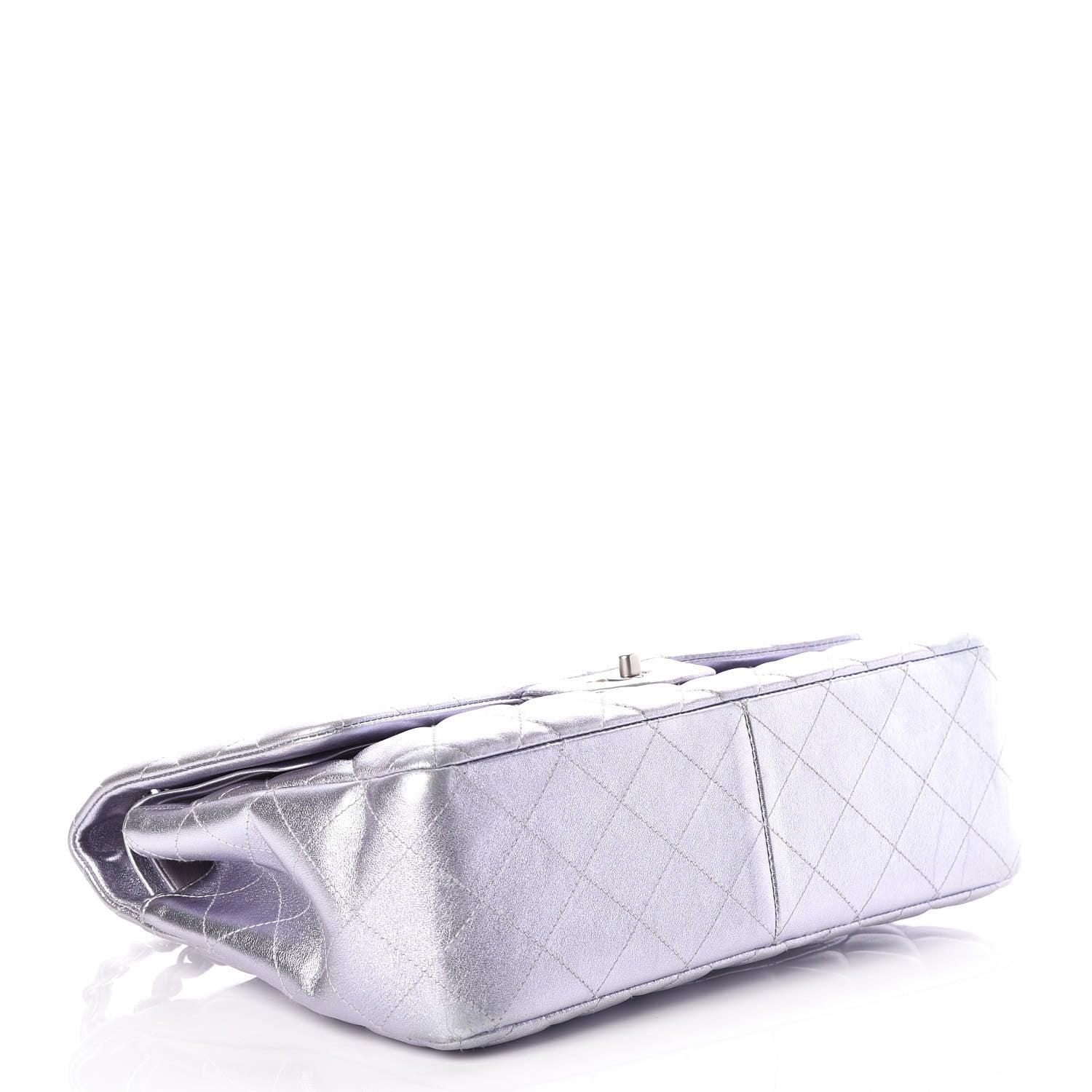 Chanel Metallic Lambskin Quilted Jumbo Double Flap Light Purple 4 of 10