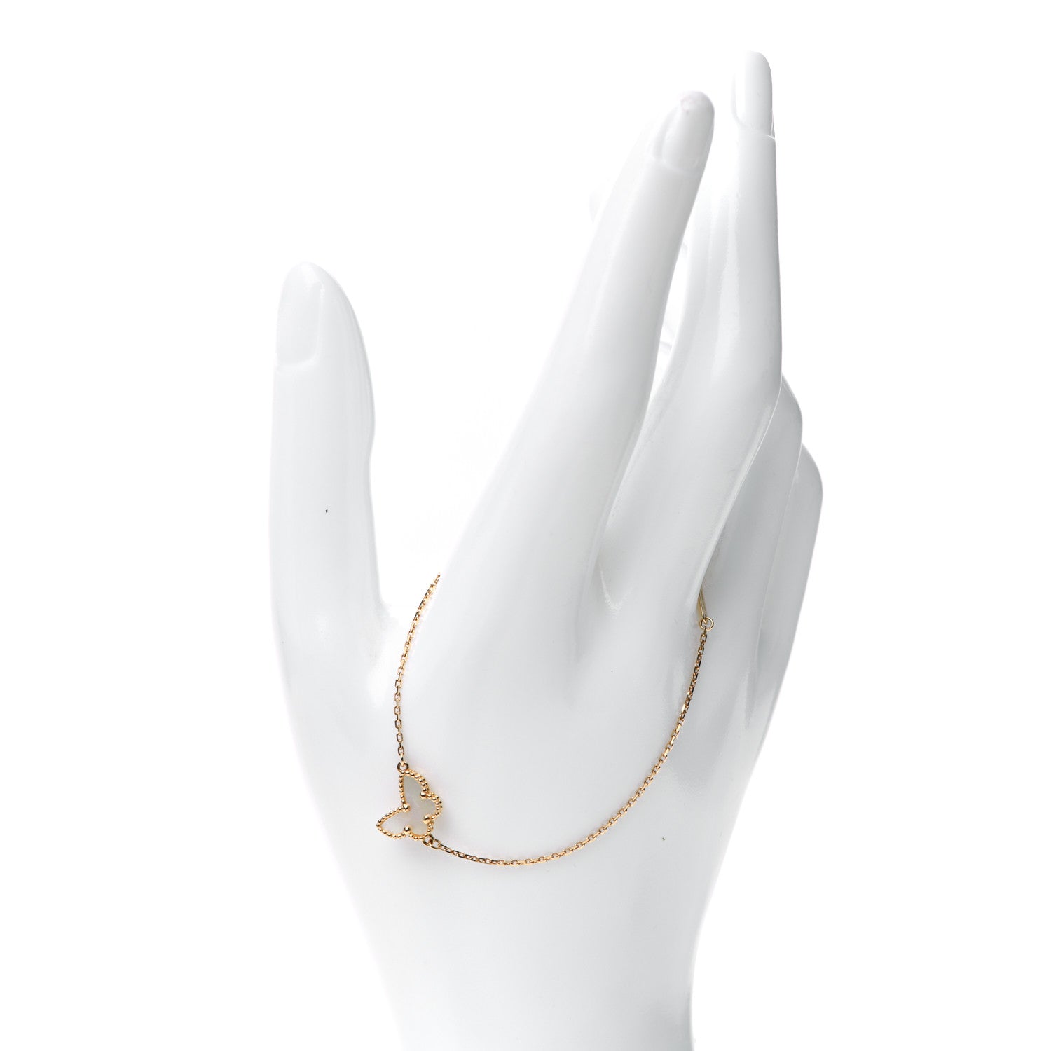 Van Cleef & Arpels 18K Yellow Gold Mother of Pearl Sweet Alhambra Butterfly Bracelet 2 of 6