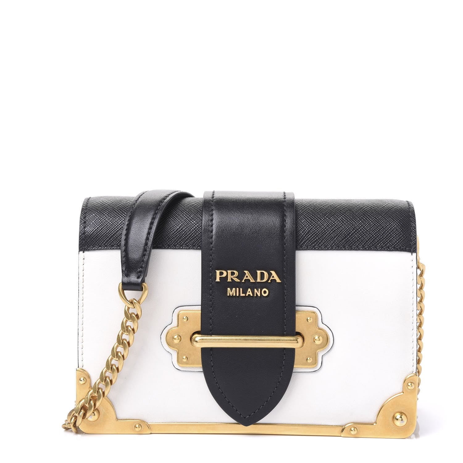 Prada City Calf Saffiano Cahier Bag Talco Black 1 of 8